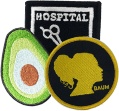 Custom band patches page - example image of several patches, including avocado patch.