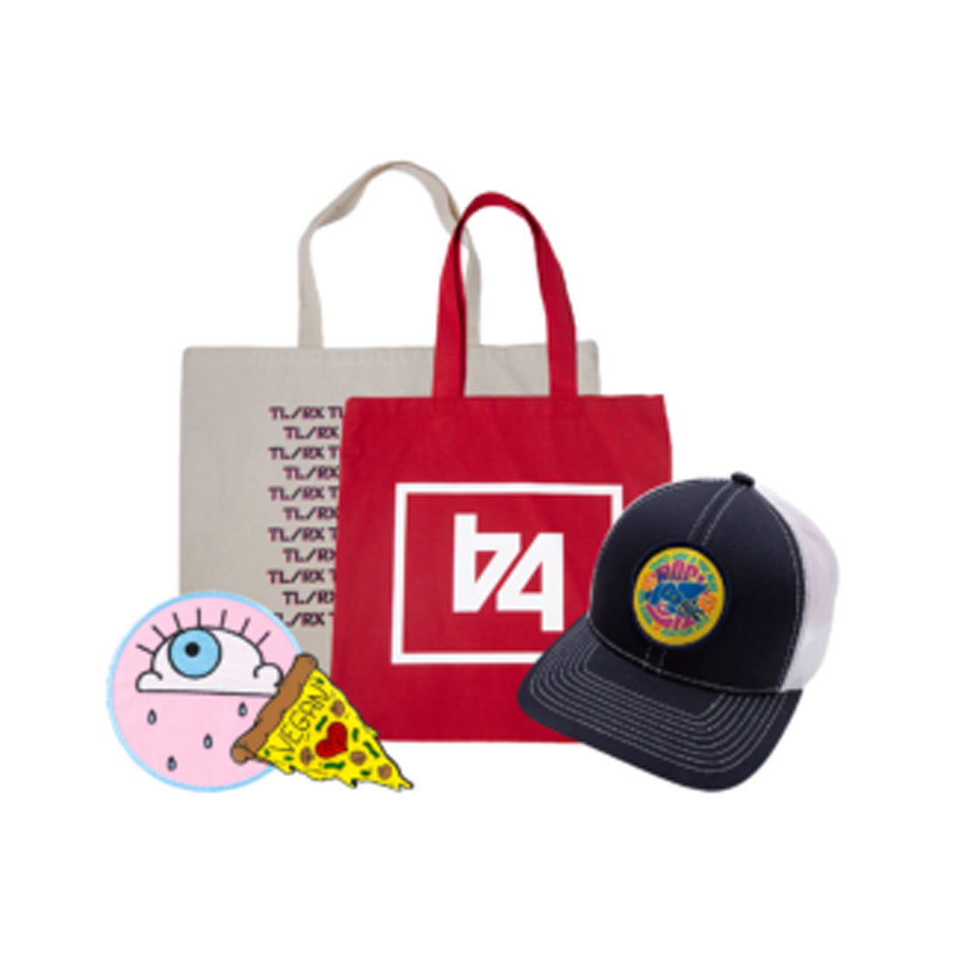 Tote Bags, Hats, and Patches