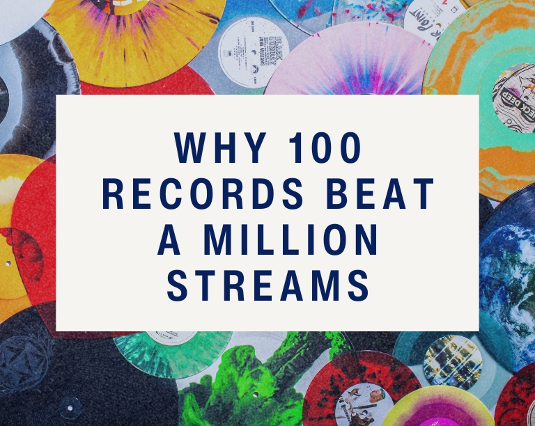 A custom-pressed vinyl record with high-quality jacket artwork, representing a 100-unit express vinyl order for an independent record labels and artists.